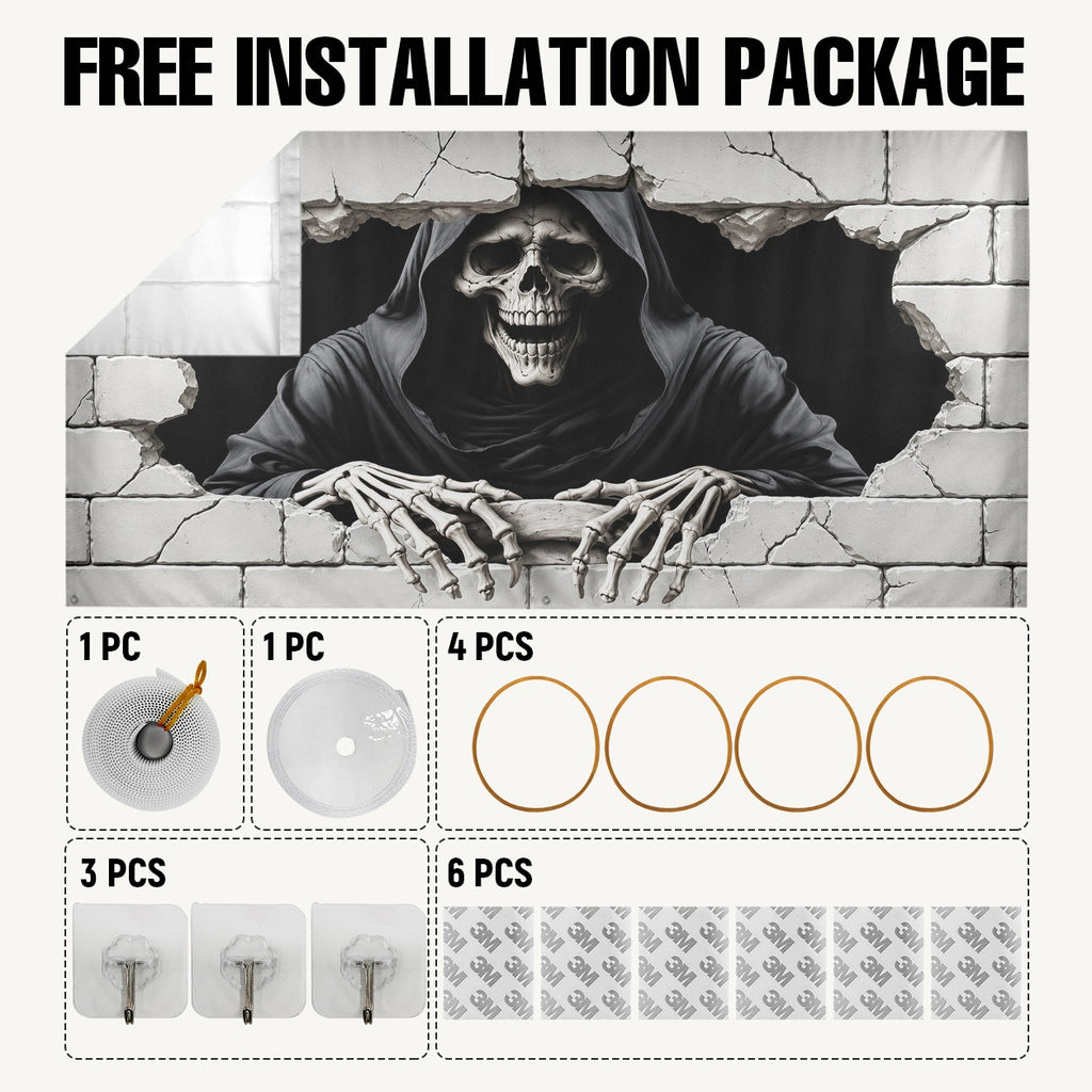 3D Optical Illusion Grim Reaper | Halloween Garage Door Banner Cover