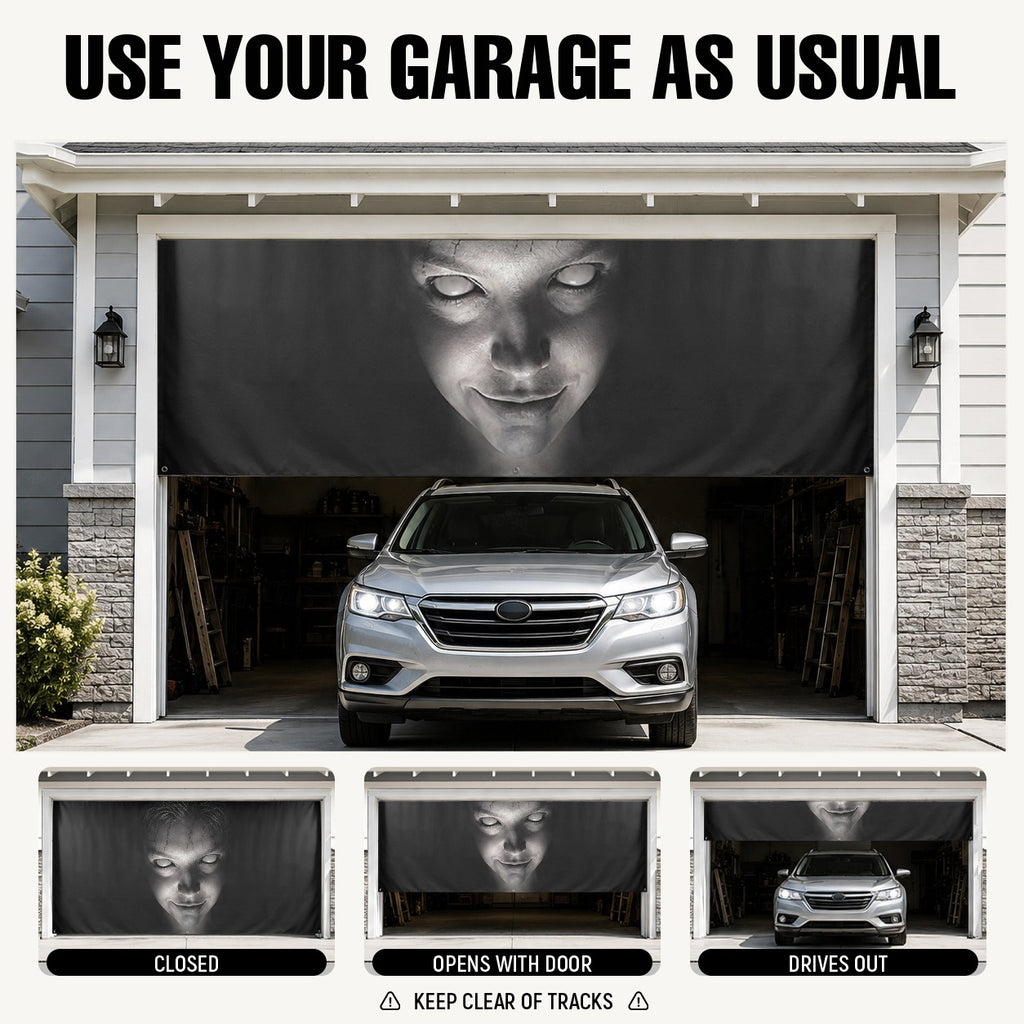 Creepy Ghost Face Horror | Halloween Garage Door Banner Cover