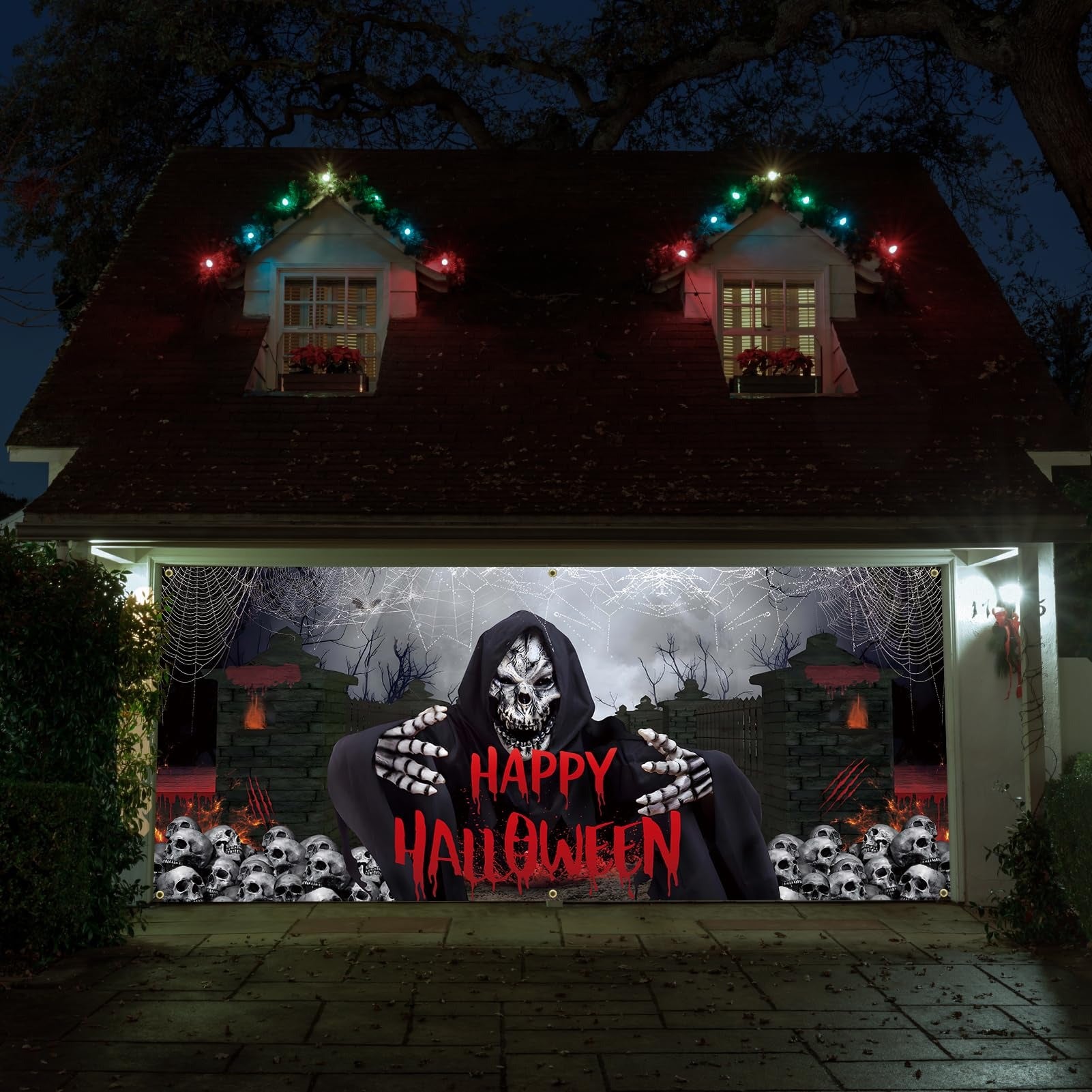 Scary Grim Reaper Mural | Halloween Garage Door Banner Cover