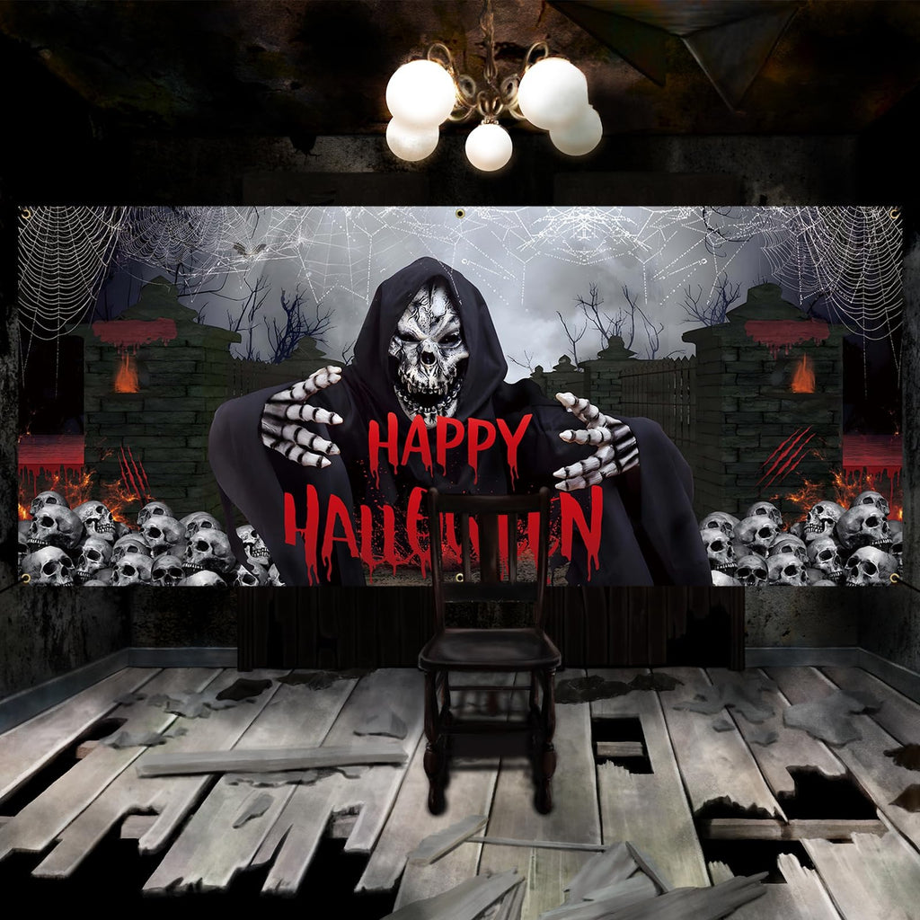Scary Grim Reaper Mural | Halloween Garage Door Banner Cover