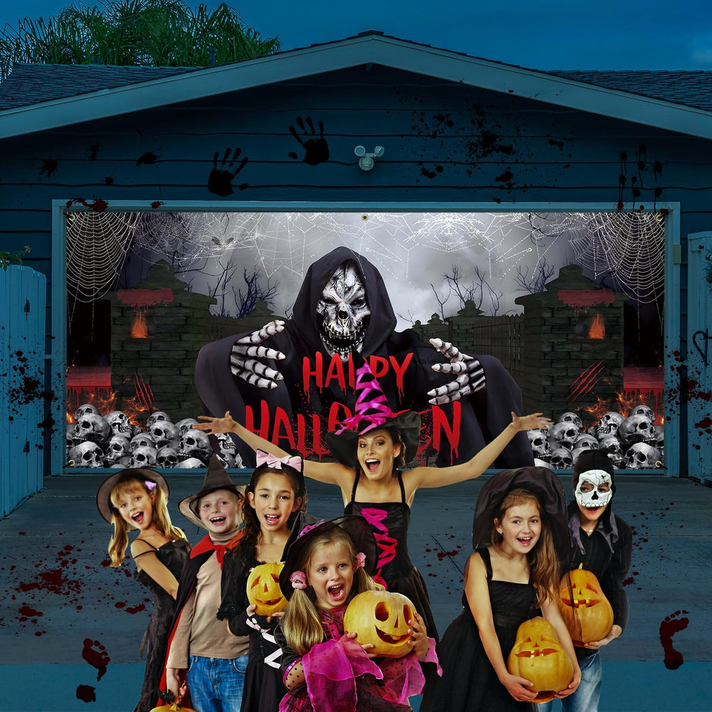Scary Grim Reaper Mural | Halloween Garage Door Banner Cover