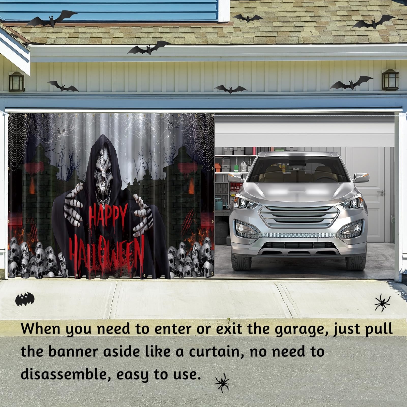 Scary Grim Reaper Mural | Halloween Garage Door Banner Cover