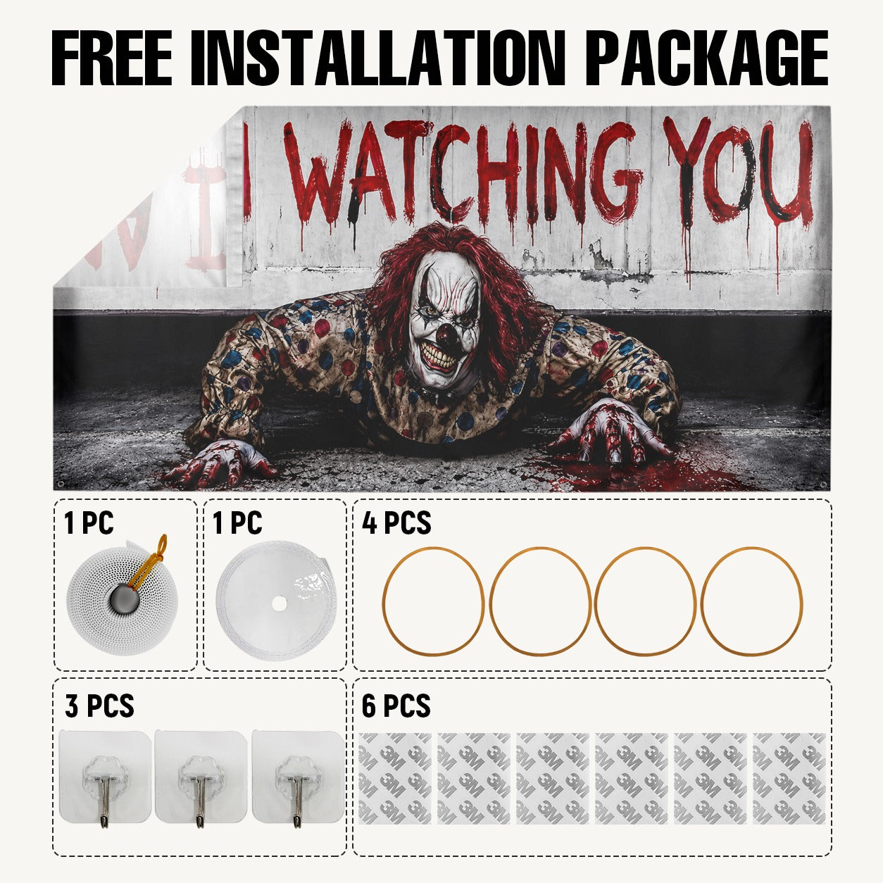 Zombie Monster & Glowing Eyes | Halloween Garage Door Banner Cover