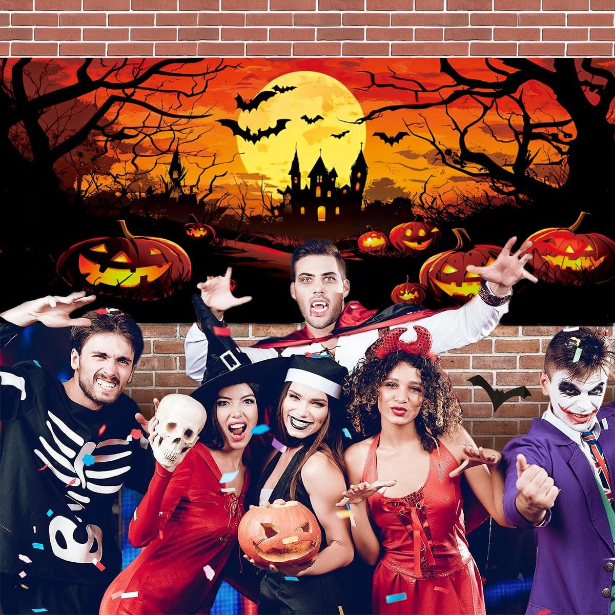 Pumpkin Witch & Haunted House | Halloween Garage Door Banner Cover