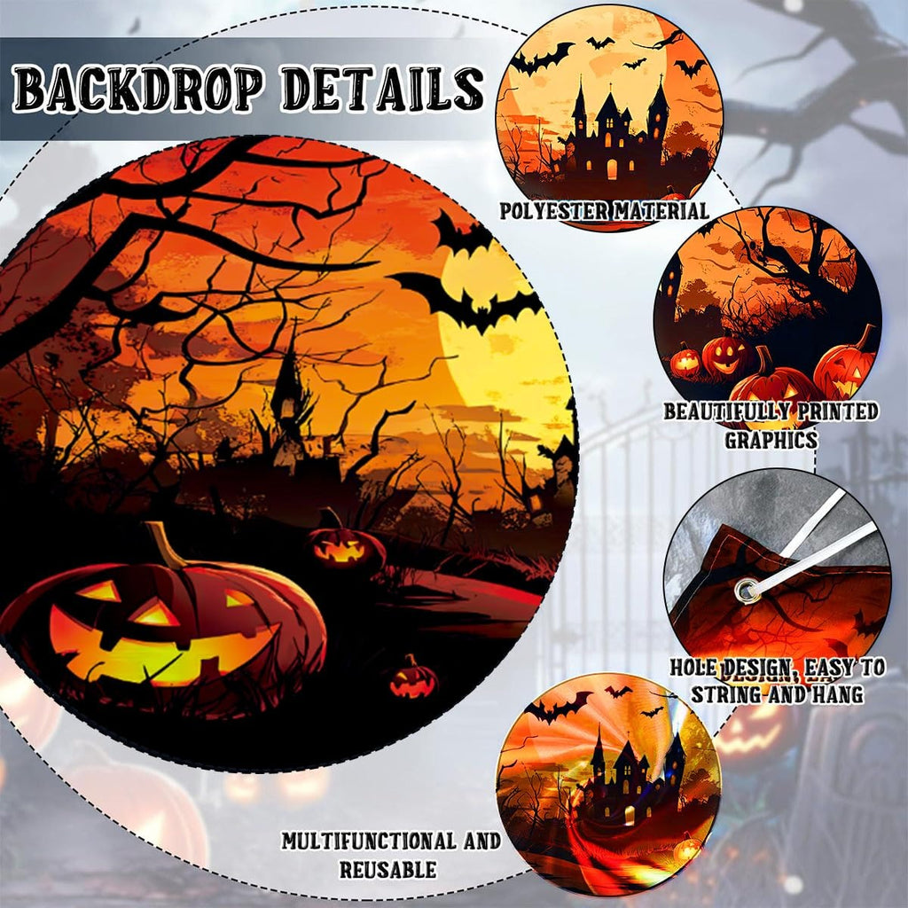 Pumpkin Witch & Haunted House | Halloween Garage Door Banner Cover