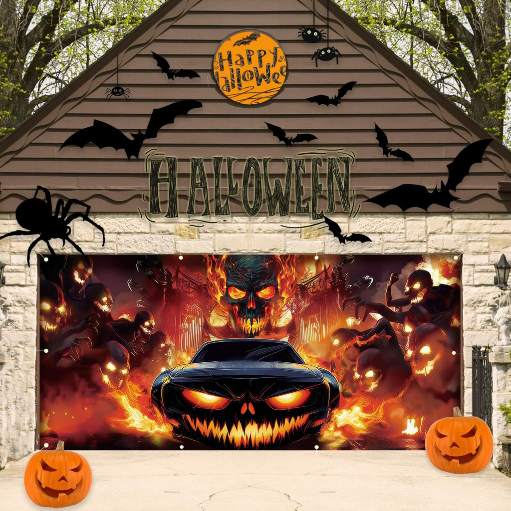 Pumpkin & Grim Reaper | Halloween Garage Door Banner Cover