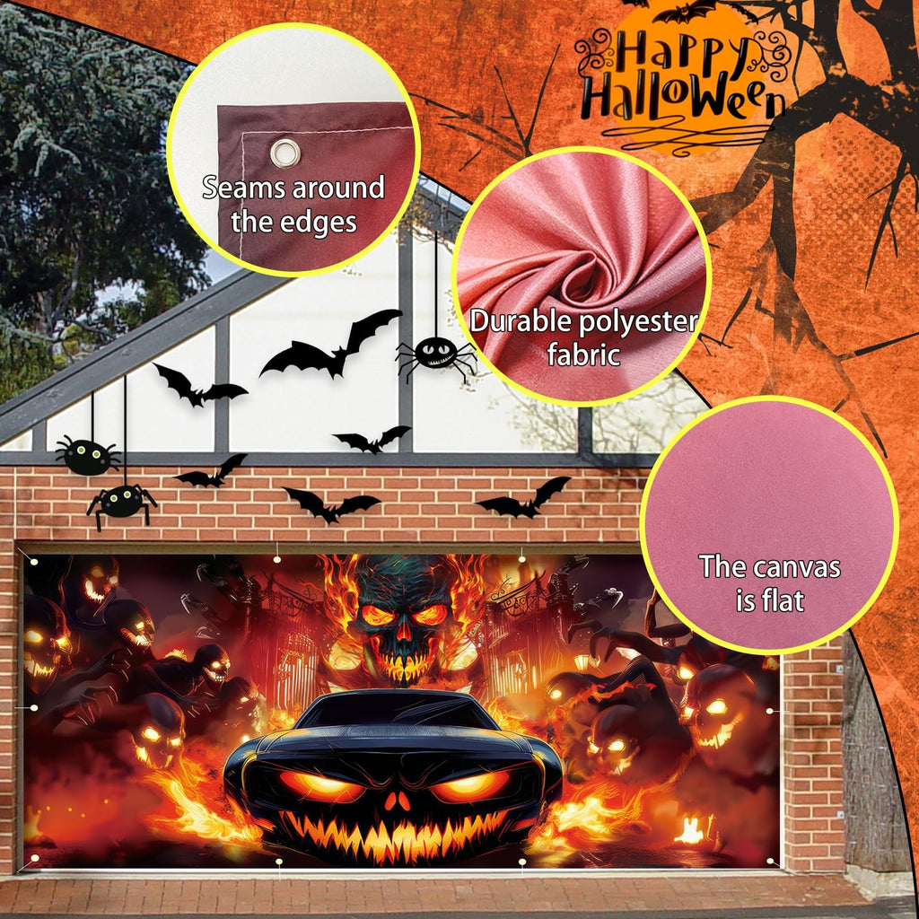 Pumpkin & Grim Reaper | Halloween Garage Door Banner Cover