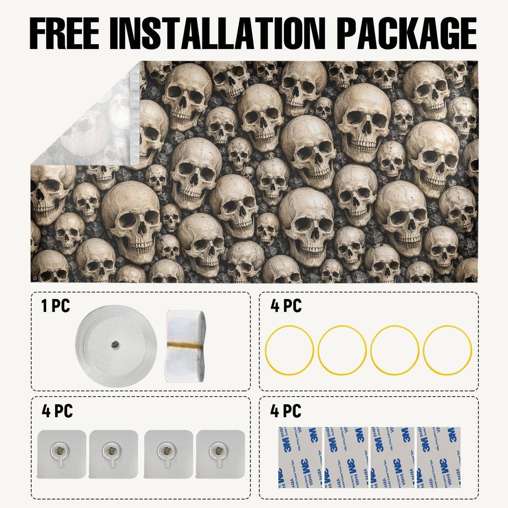 Skull Wall Pattern | Halloween Garage Door Banner Cover