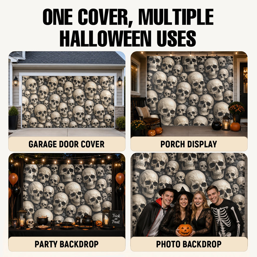 Skull Wall Pattern | Halloween Garage Door Banner Cover