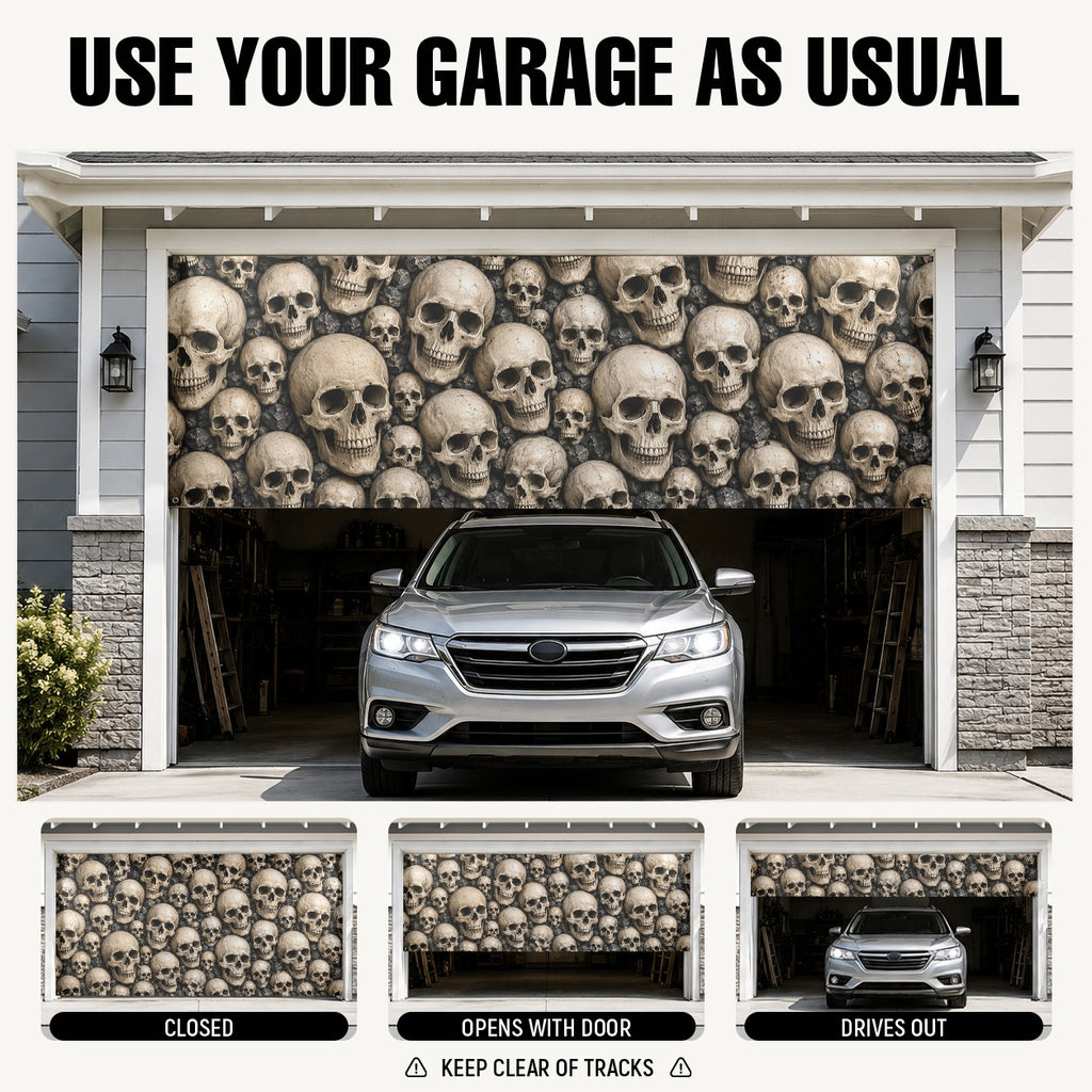 Skull Wall Pattern | Halloween Garage Door Banner Cover