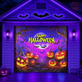 Fluorescent Happy Halloween Pumpkin | Halloween Garage Door Banner Cover