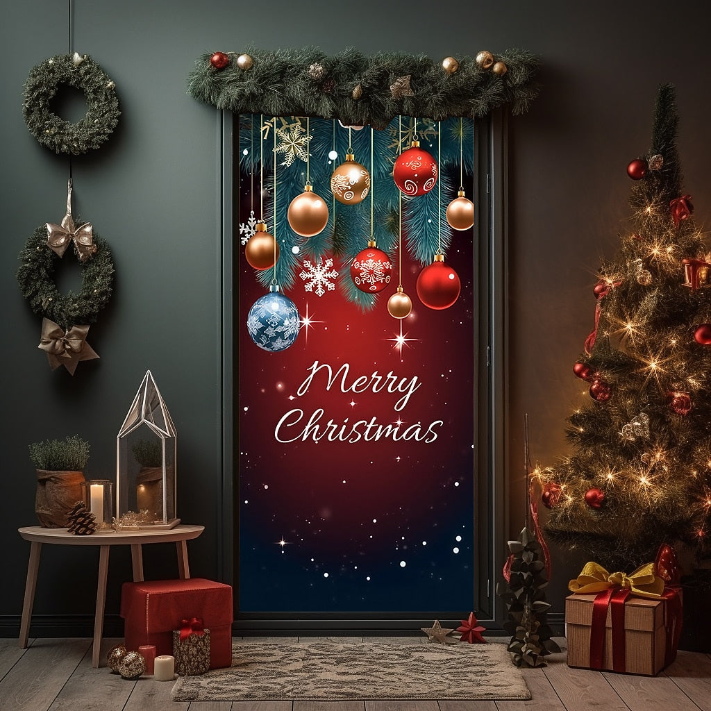 Festive Ornaments Christmas Door Cover