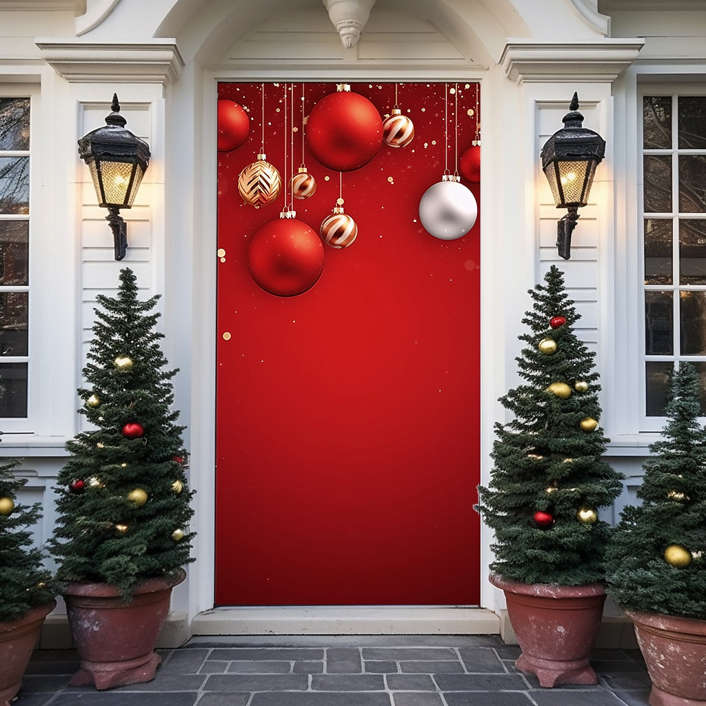 Festive Ornaments Christmas Door Cover