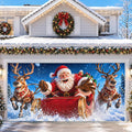Christmas Garage Cover 3D Santa & Reindeer Sleigh