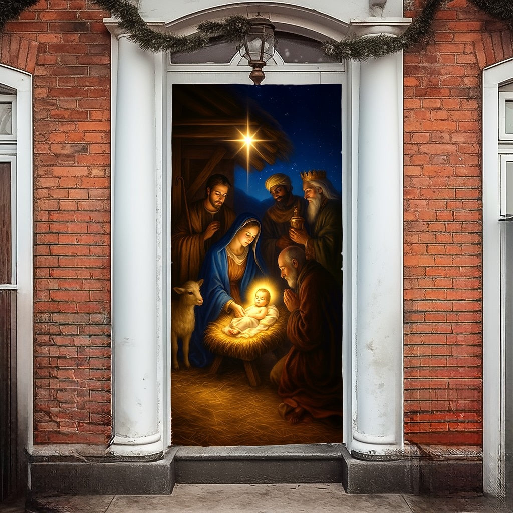 Nativity Scene with Baby Christmas Door Cover