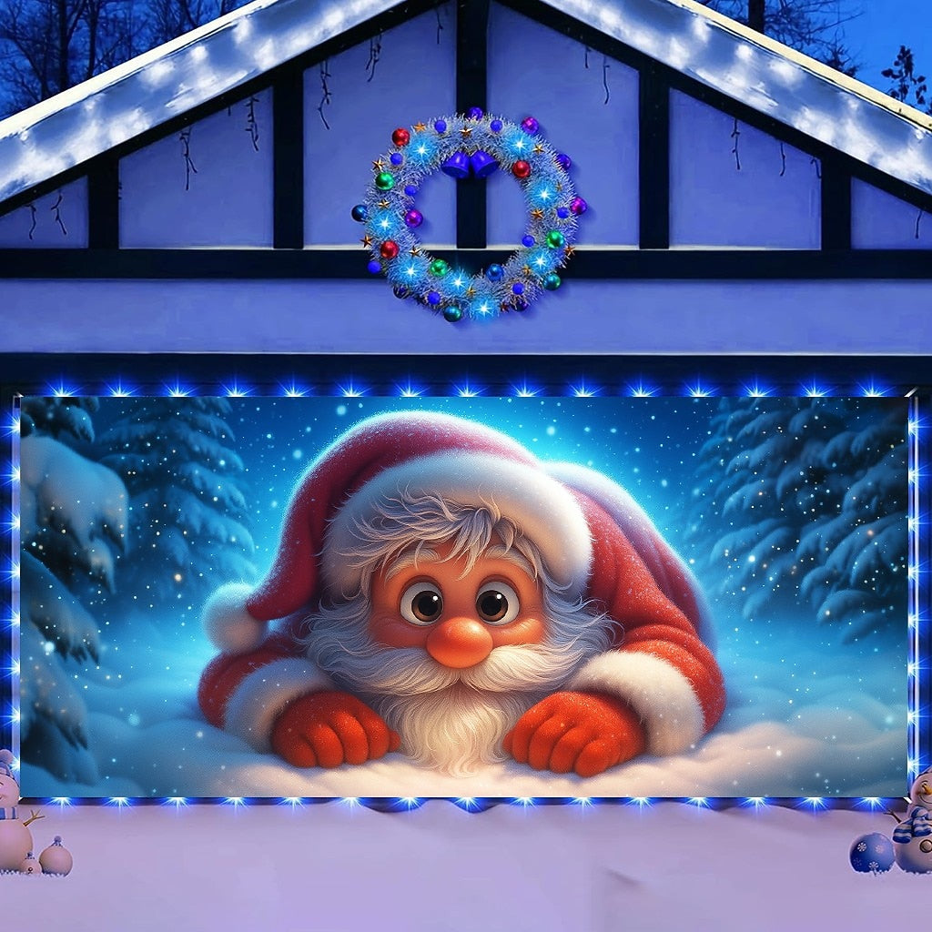 Snowy Santa Garage Door Cover