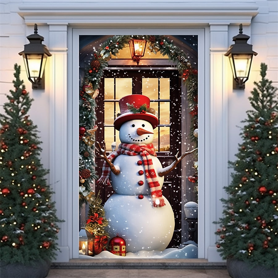 Snowman Christmas Door Cover