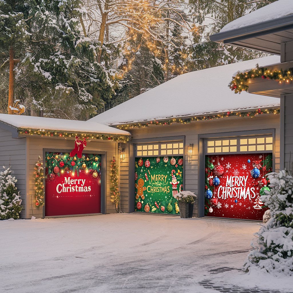 Merry Christmas Garage Door Cover