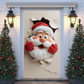 Santa Breaking Through Wall Christmas Door Cover