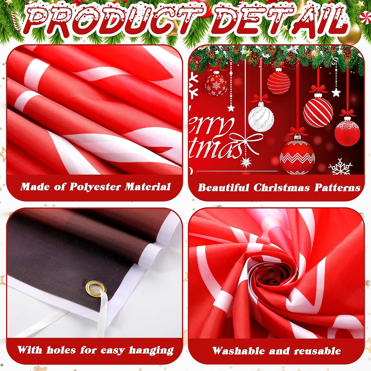 Red Ornament Christmas Garage Door Cover