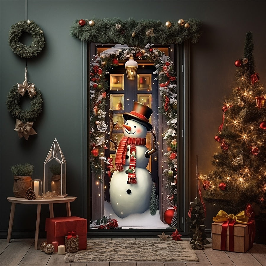 Snowman Christmas Door Cover