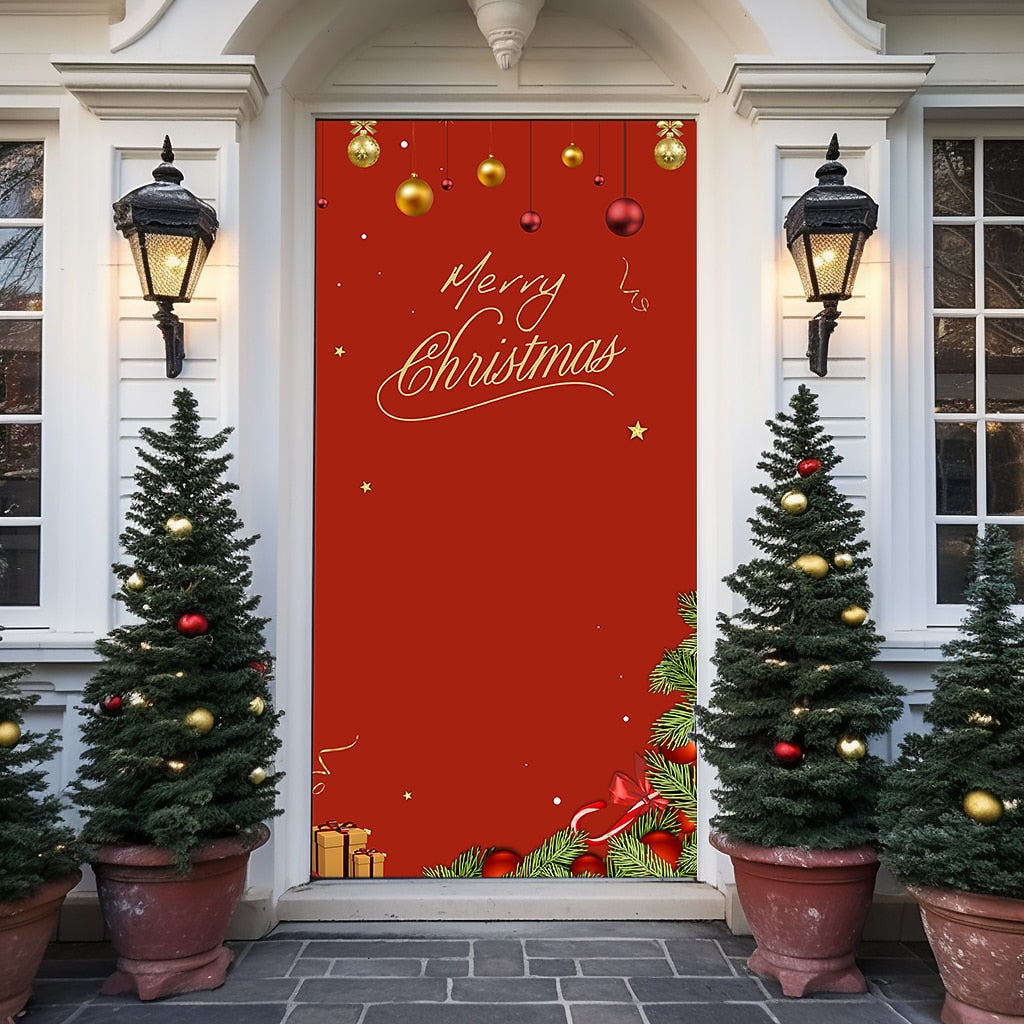 Festive Ornaments Christmas Door Cover