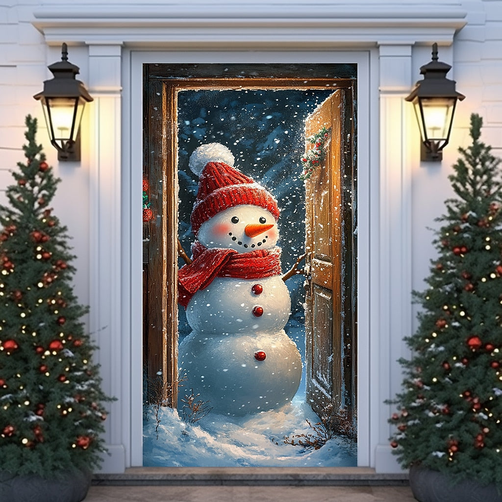 Snowman Christmas Door Cover