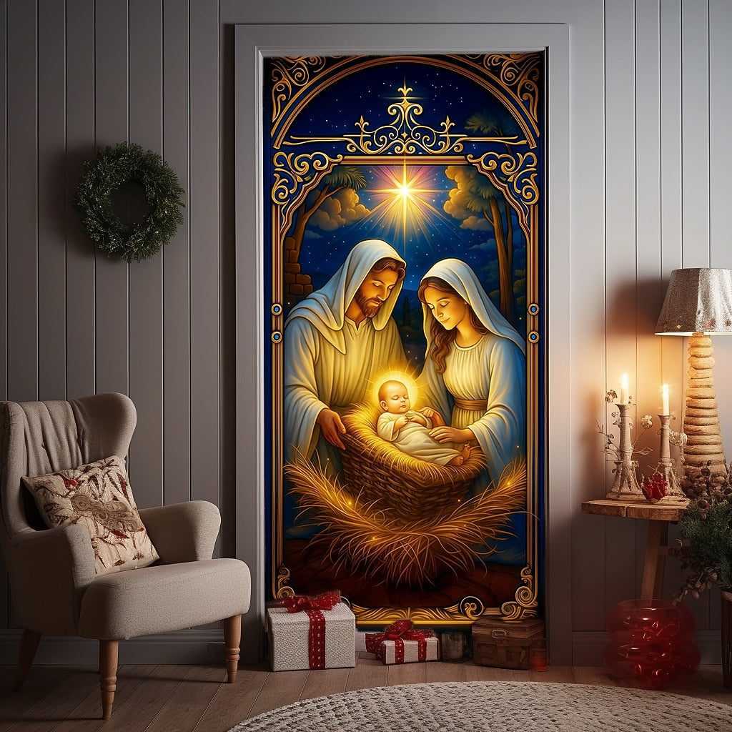 Nativity Scene Christmas Door Cover