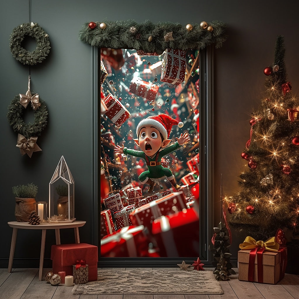 Joy Elf Christmas Door Cover
