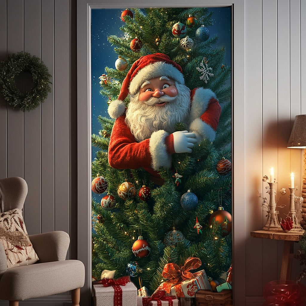 Santa Claus with Gifts Christmas Door Cover