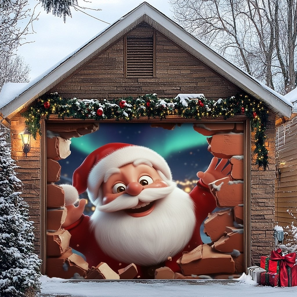 Santa Delivering Gifts Garage Door Cover
