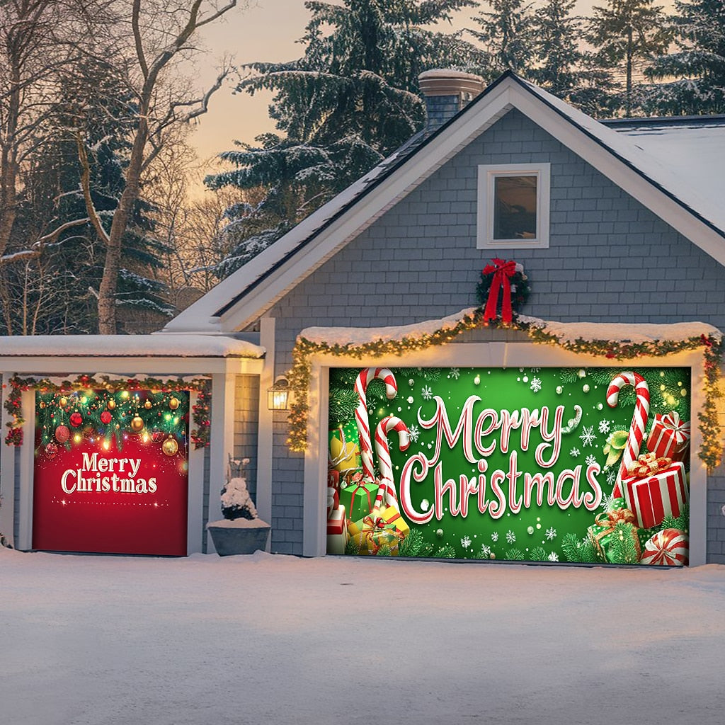 Merry Christmas Garage Door Cover