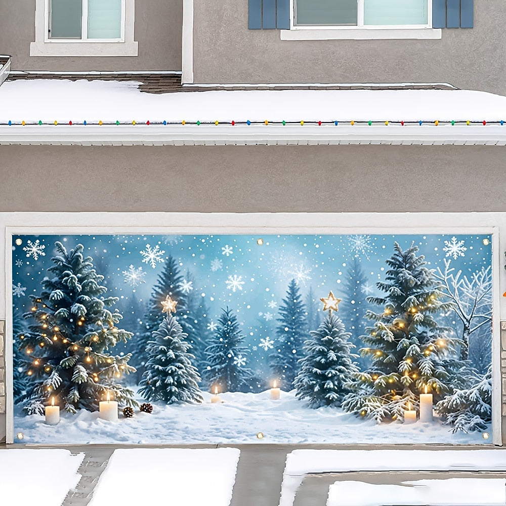 Christmas House & Sleigh Garage Door Cover