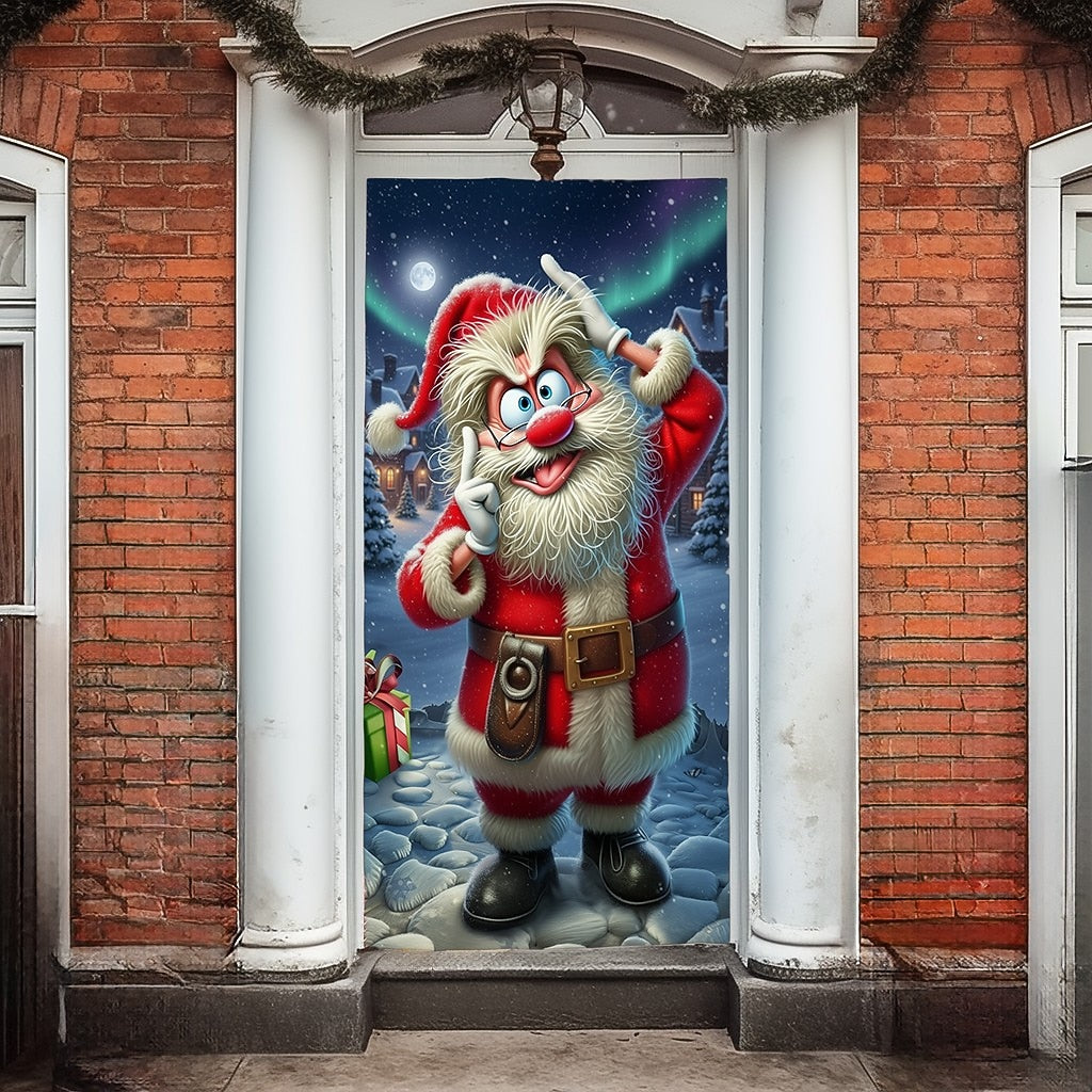 Santa Claus Reindeer & Gift Boxes Christmas Door Cover