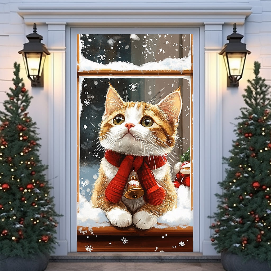 Festive Dog Christmas Door Cover