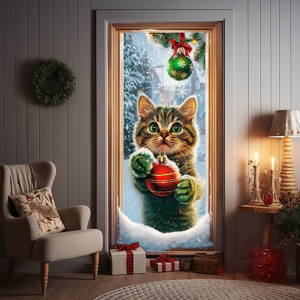 Festive Dog Christmas Door Cover