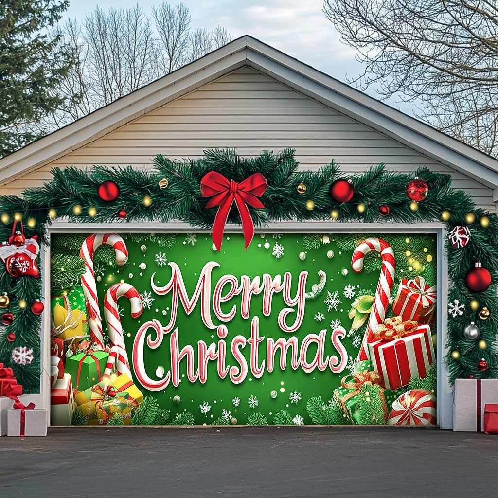 Merry Christmas Garage Door Cover