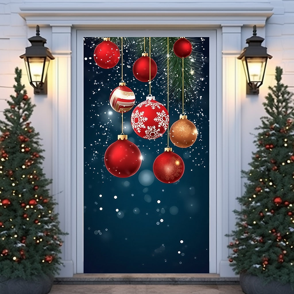 Festive Ornaments Christmas Door Cover