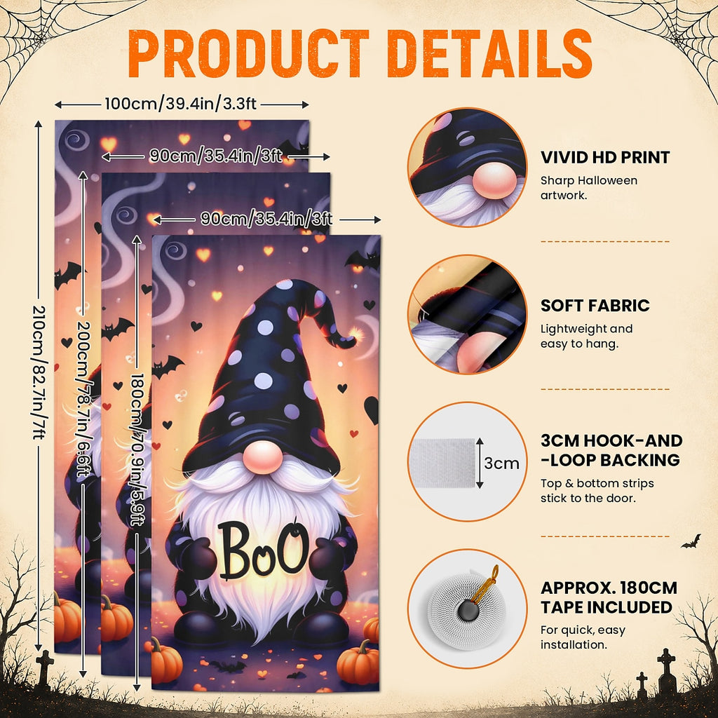 Gnome Boo Witch Pumpkin Banner Halloween Door Cover