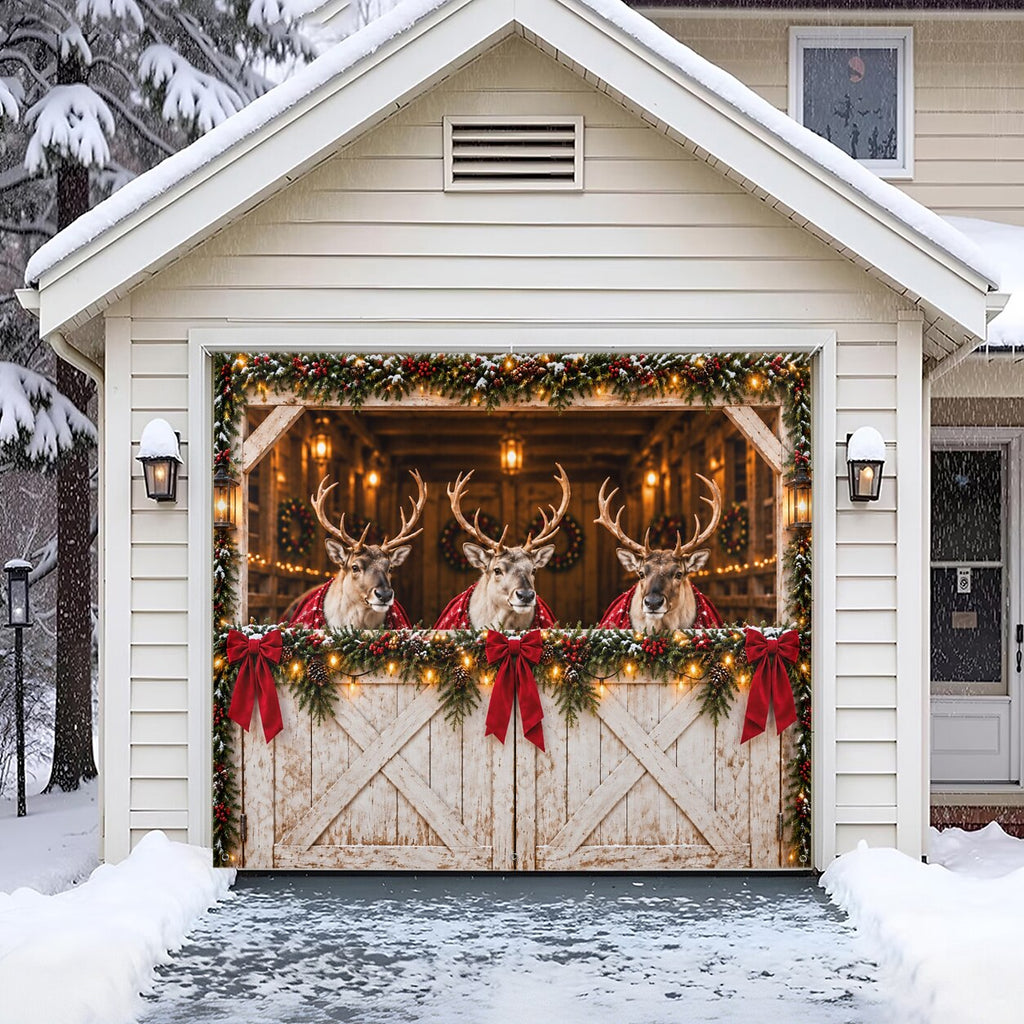 3D Breaking Santa Christmas Garage Banner
