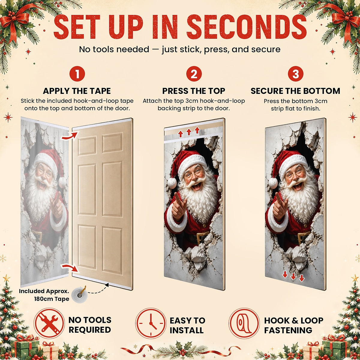 Vintage Santa Claus Christmas Door Cover