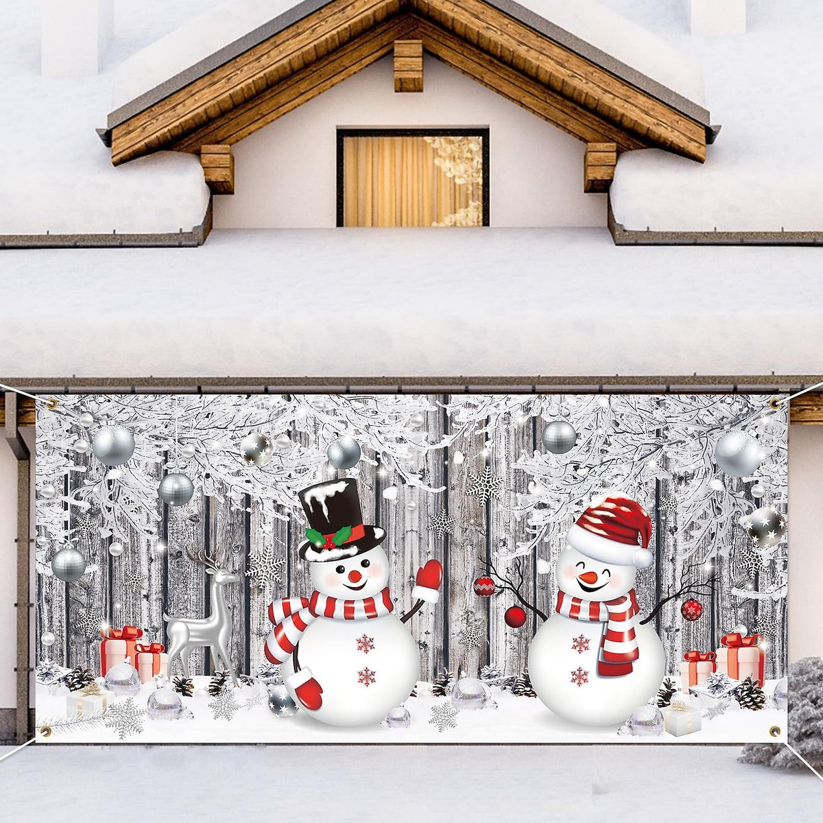 Christmas Gnomes Garage Door Cover