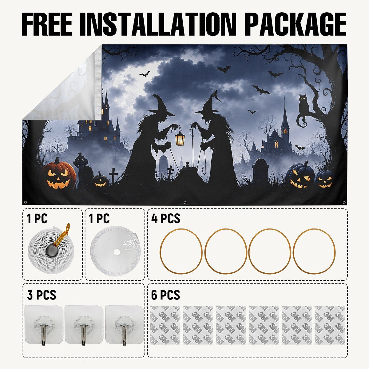 Witch Haunted Room Halloween Garage Door Cover