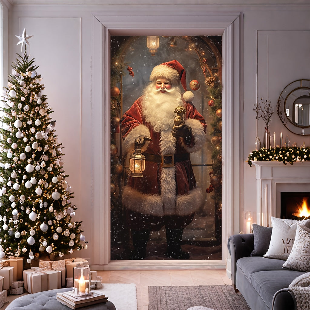 Santa Standing Christmas Door Cover