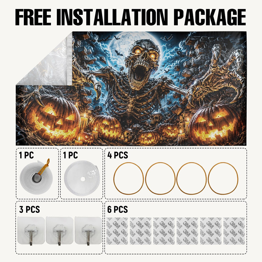 Halloween Flaming Skeleton Garage Door Cover