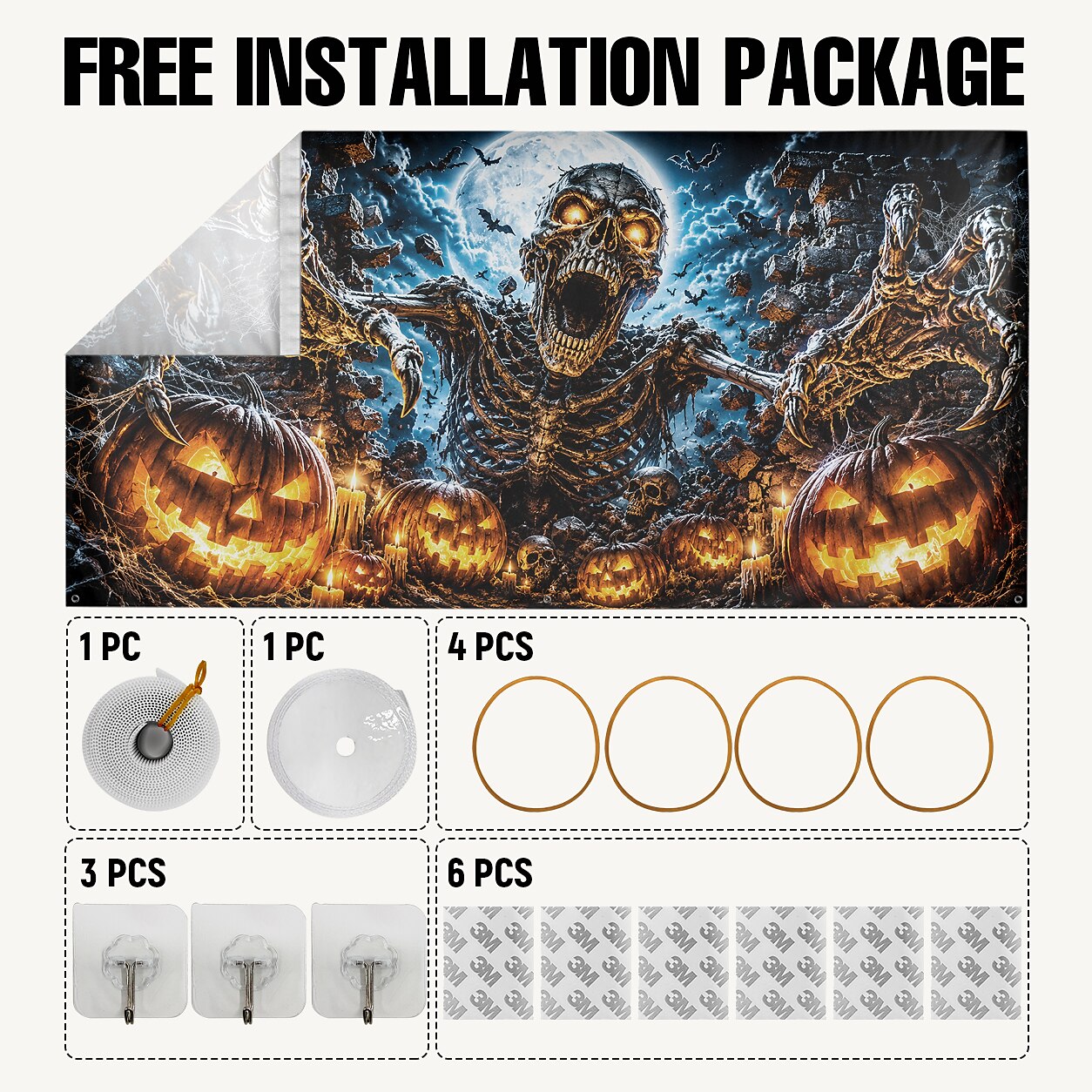 Halloween Flaming Skeleton Garage Door Cover