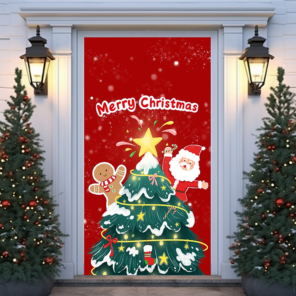 Festive Ornaments Christmas Door Cover