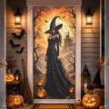 Gothic Witch Haunted Castle Pumpkin Banner Halloween Door Cover