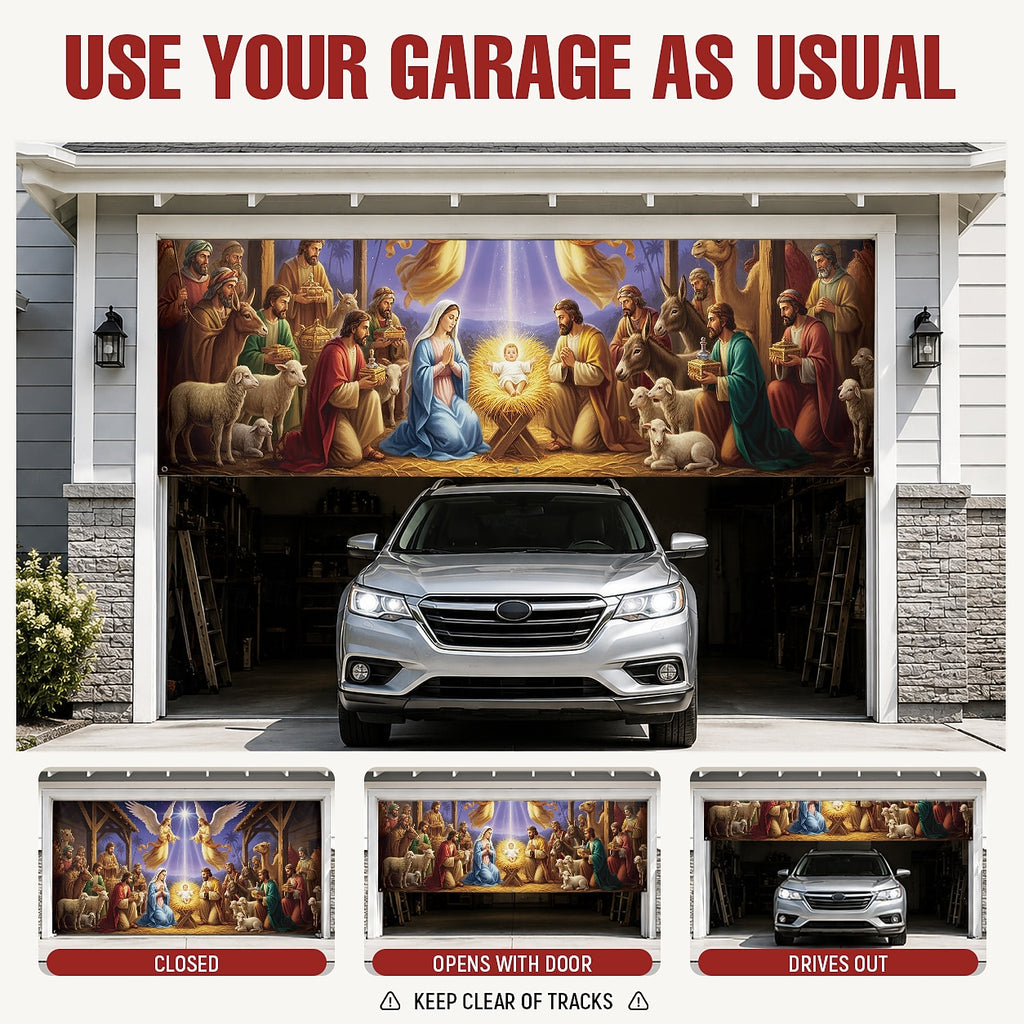 Nativity Scene Garage Door Cover