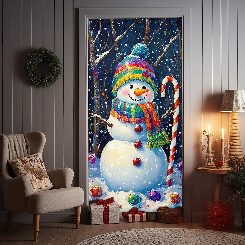 Snowman Hot Chocolate Christmas Door Cover